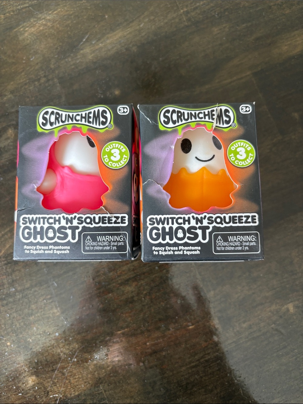 Switch 'N' Squeeze Ghost Toy - Pink & Orange scrnchems set of 2